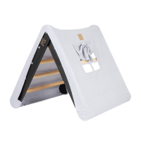 Wooden climbing tent, grey-blue with a black ladder