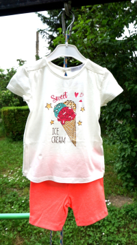 Детски комплект за момиче Сладолед 86 см. в бял и розов цвят