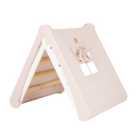 Wooden climbing tent, rose with a white ladder