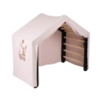 Wooden climbing house - pink with black ladder