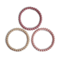 Pearl Teething Bracelet- Linen/Peony/Pale Pink