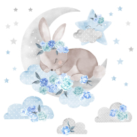 Стикер | Спящо синьо зайче