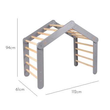 Дървена къщичка за катерене , сиво-синя,5
