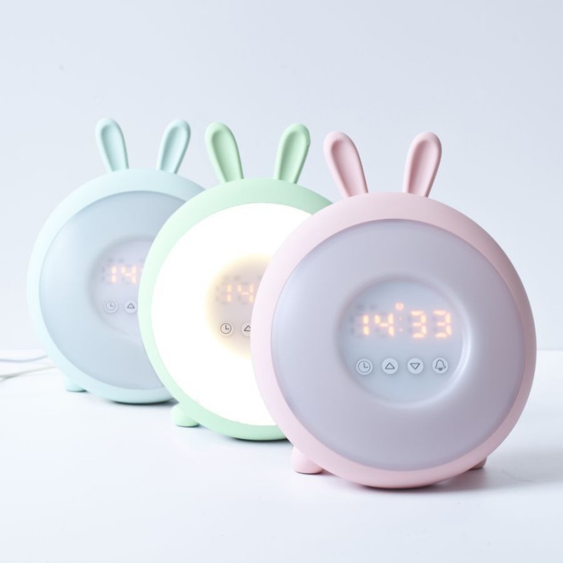 Rabbit Wake Up Lamp with Alarm Clock Green