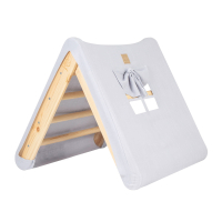 Wooden climbing tent, grey-blue with a natural ladder