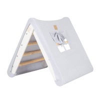 Wooden climbing tent, grey-blue with a white ladder