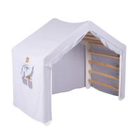 Wooden climbing house - Gray and Blue House with ladder in White color