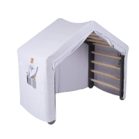 Дървена къщичка за катерене , сиво-синя със стълба сив цвят