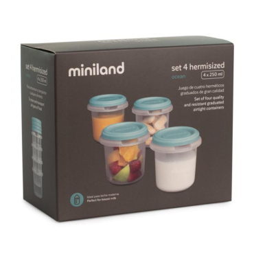 Комплект контейнери Miniland - Terra, Ocean 4 x 250 ml,4