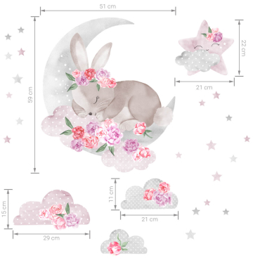 Стикер | Спящо розово зайче - 6