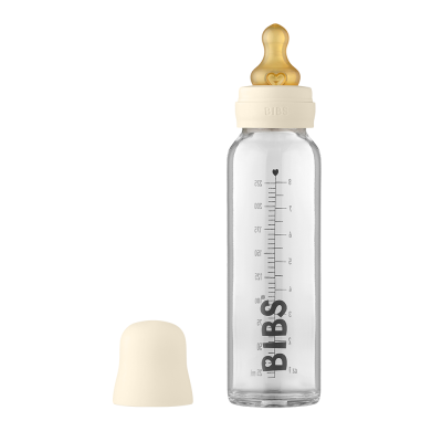 BIBS Пълен комплект стъклена бутилка 225 мл. Ivory,1